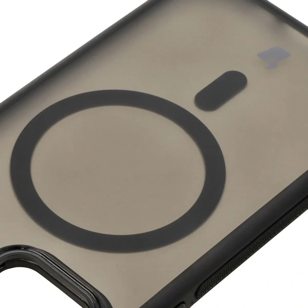 Etui z podstawką i pierścieniem magnetycznym Bizon Case Eclipse do Apple iPhone 12 / Apple iPhone 12 Pro  przydymione z czarną ramką