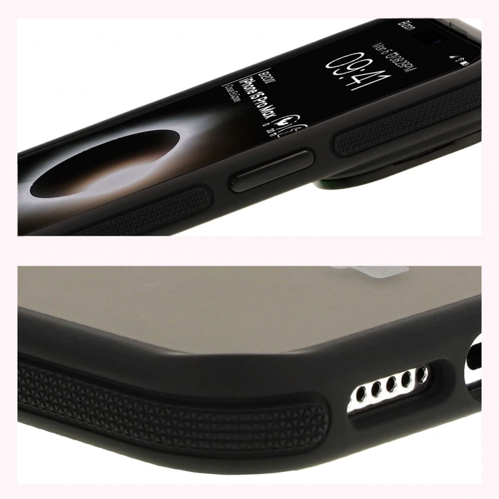 Etui z podstawką i pierścieniem magnetycznym Bizon Case Eclipse do Apple iPhone 15 Pro Max przydymione z czarną ramką