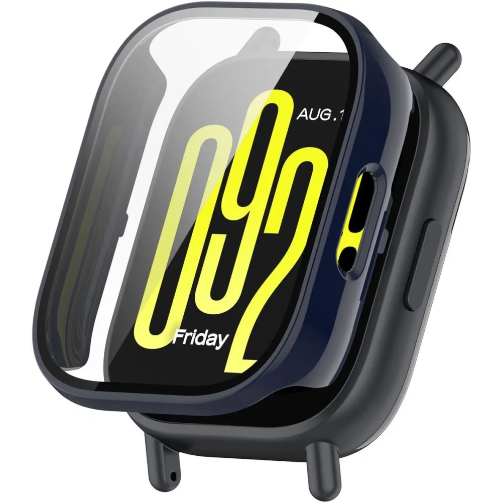 Etui ze szkłem do zegarka Bizon Case+Glass Watch do Xiaomi Redmi Watch 5 Active niebieskie