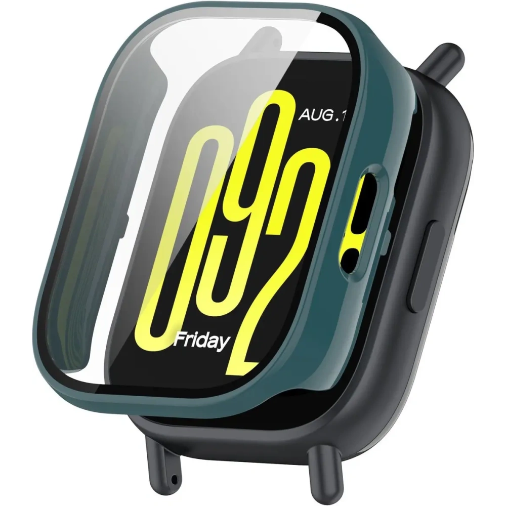 Etui ze szkłem do zegarka Bizon Case+Glass Watch do Xiaomi Redmi Watch 5 Active zielone