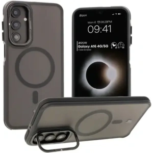 Kup Etui z podstawką i pierścieniem magnetycznym Bizon Case Eclipse do Samsung Galaxy A16 4G/5G przydymione z czarną ramką - BIZ7173 - {ean13} - Sklep Home Screen