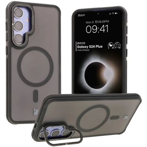 Kup Etui z podstawką i pierścieniem magnetycznym Bizon Case Eclipse do Samsung Galaxy S24 Plus przydymione z czarną ramką - BIZ7174 - {ean13} - Sklep Home Screen