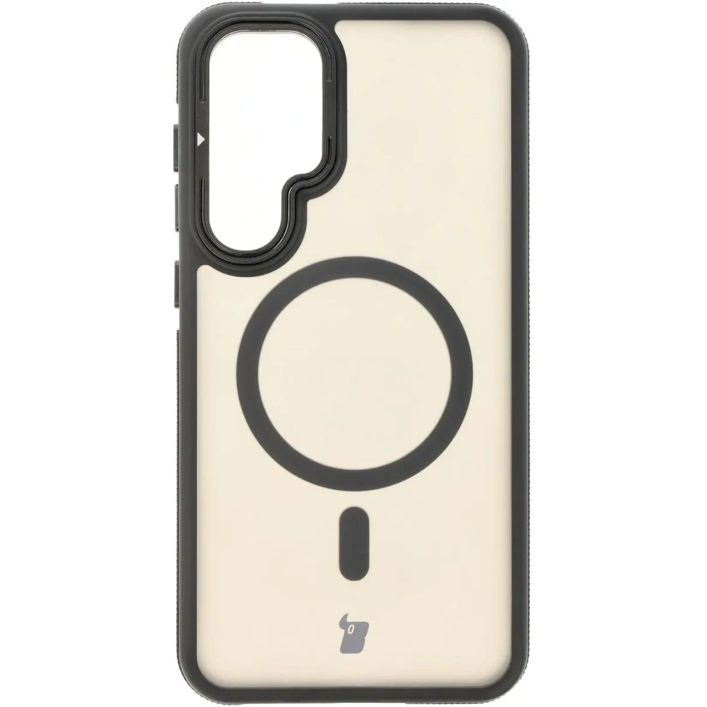 Etui z podstawką i pierścieniem magnetycznym Bizon Case Eclipse do Samsung Galaxy S24 Plus przydymione z czarną ramką
