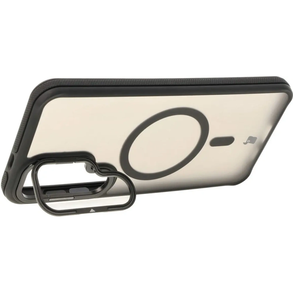 Etui z podstawką i pierścieniem magnetycznym Bizon Case Eclipse do Samsung Galaxy S24 Plus przydymione z czarną ramką