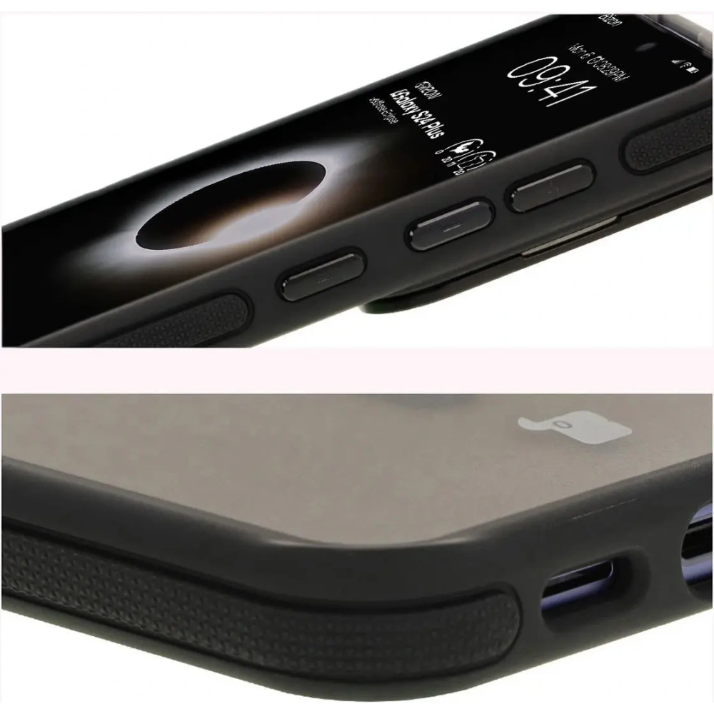 Etui z podstawką i pierścieniem magnetycznym Bizon Case Eclipse do Samsung Galaxy S24 Plus przydymione z czarną ramką