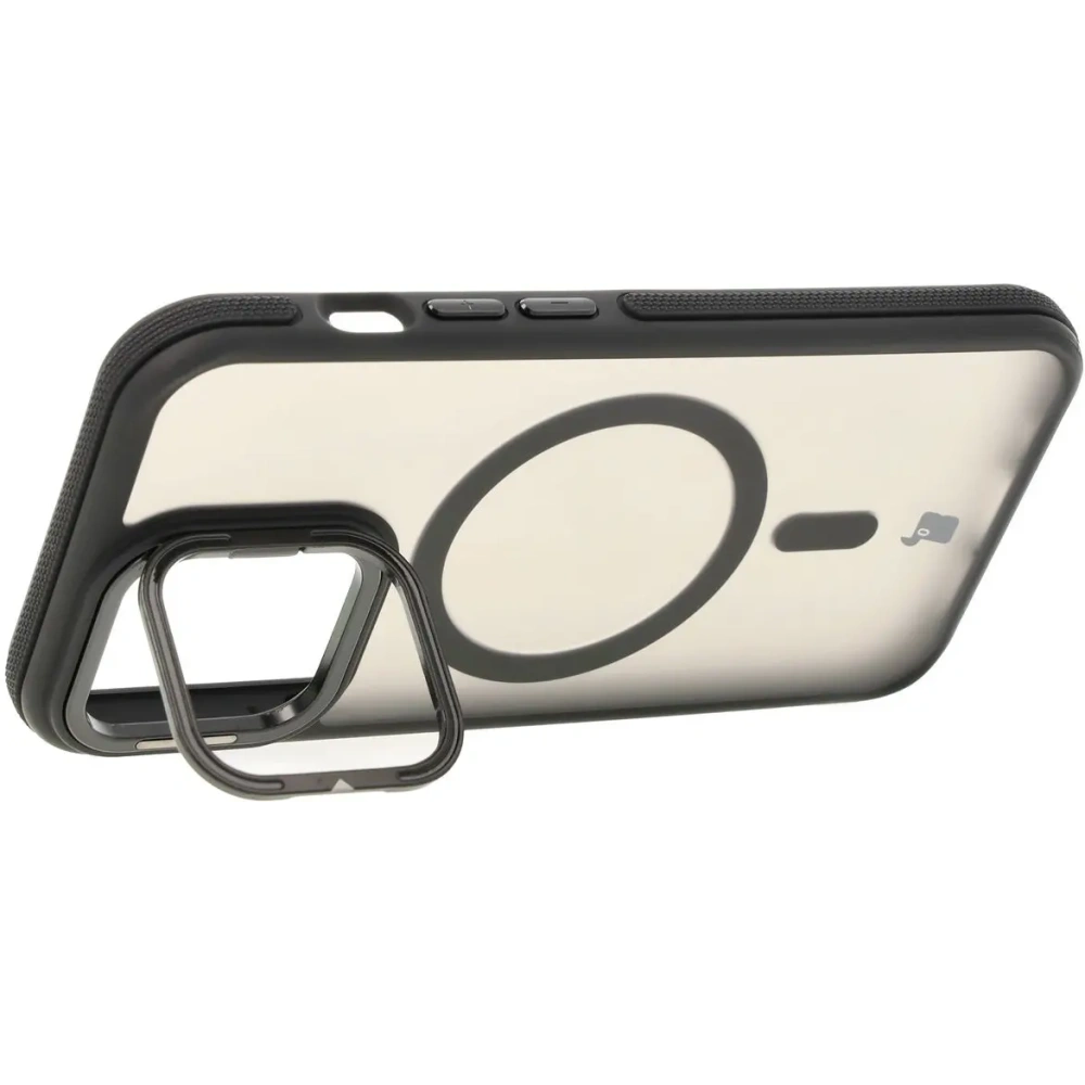 Etui z podstawką i pierścieniem magnetycznym Bizon Case Eclipse do Apple iPhone 13 Pro przydymione z czarną ramką