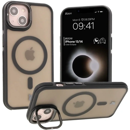 Kup Etui s podstavcem a magnetickým kroužkem Bizon Case Eclipse pro Apple iPhone 14 / Apple iPhone 13 kouřové s černým rámem - BIZ7176 - {ean13} - Sklep Home Screen