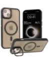 Etui z podstawką i pierścieniem magnetycznym Bizon Case Eclipse do Apple iPhone 14 / Apple iPhone 13 przydymione z czarną ramką