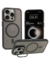 Etui z podstawką i pierścieniem magnetycznym Bizon Case Eclipse do Apple iPhone 15 Pro przydymione z czarną ramką