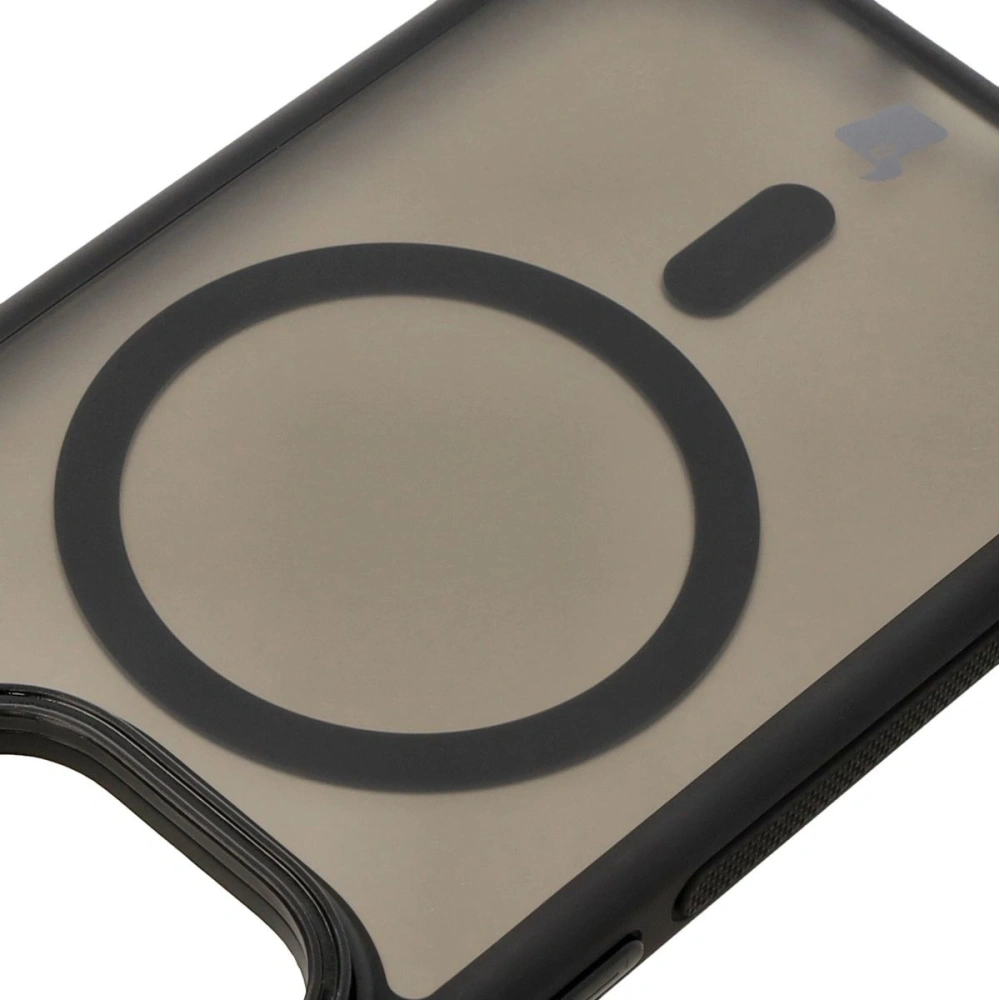 Etui z podstawką i pierścieniem magnetycznym Bizon Case Eclipse do Apple iPhone 15 Pro przydymione z czarną ramką