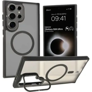 Kup Etui z podstawką i pierścieniem magnetycznym Bizon Case Eclipse do Samsung Galaxy S24 Ultra przydymione z czarną ramką - BIZ7182 - {ean13} - Sklep Home Screen