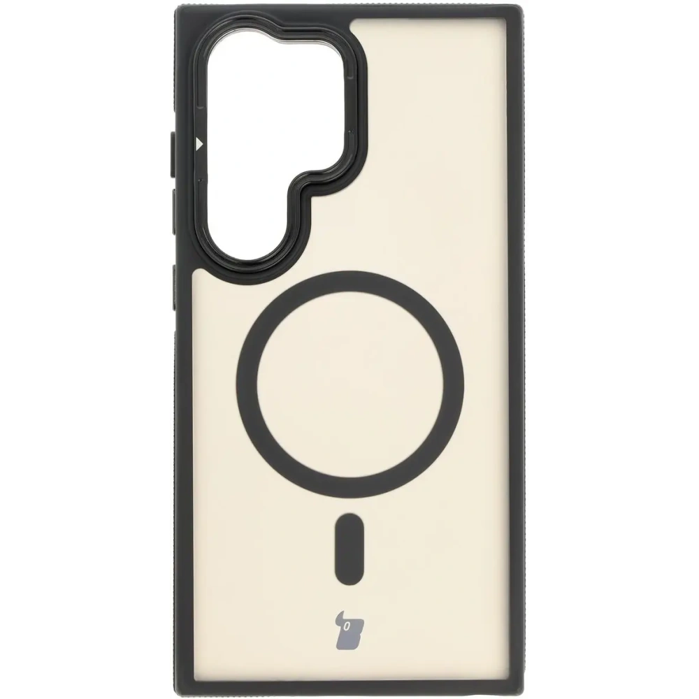 Etui z podstawką i pierścieniem magnetycznym Bizon Case Eclipse do Samsung Galaxy S24 Ultra przydymione z czarną ramką