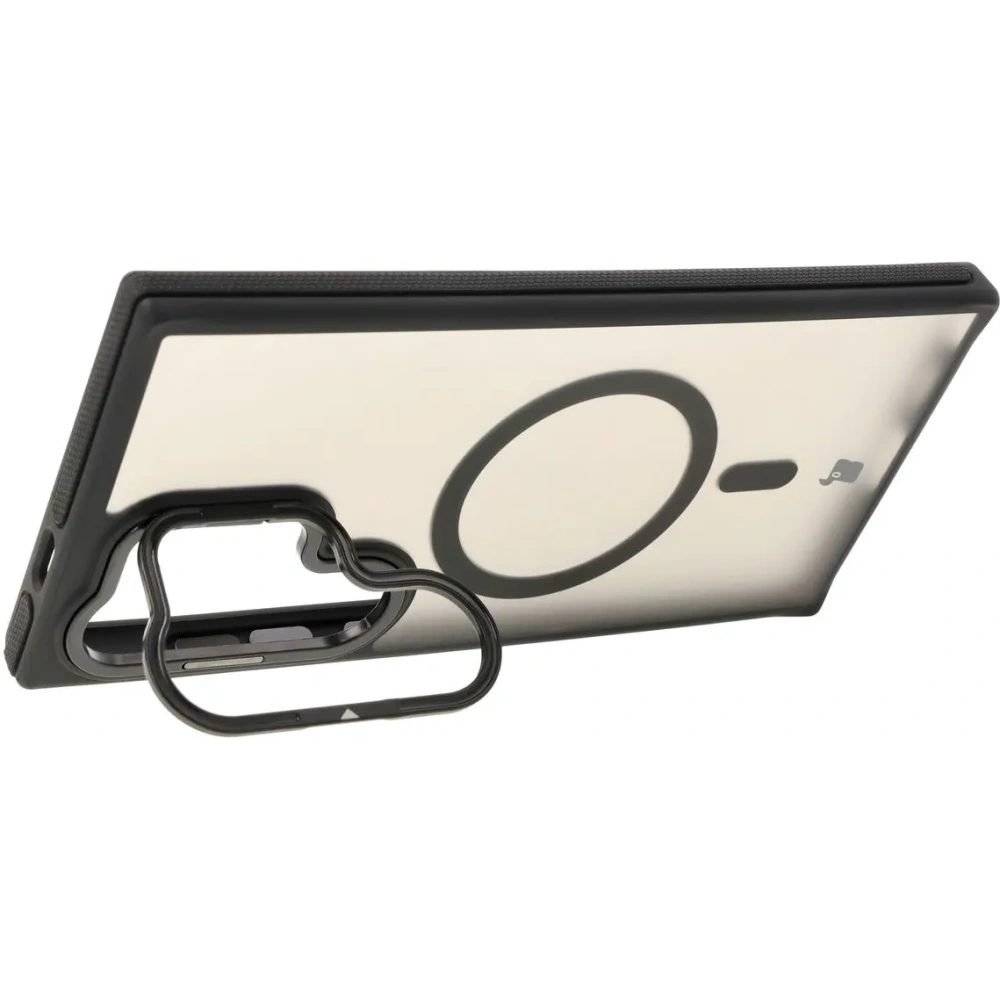 Etui z podstawką i pierścieniem magnetycznym Bizon Case Eclipse do Samsung Galaxy S24 Ultra przydymione z czarną ramką