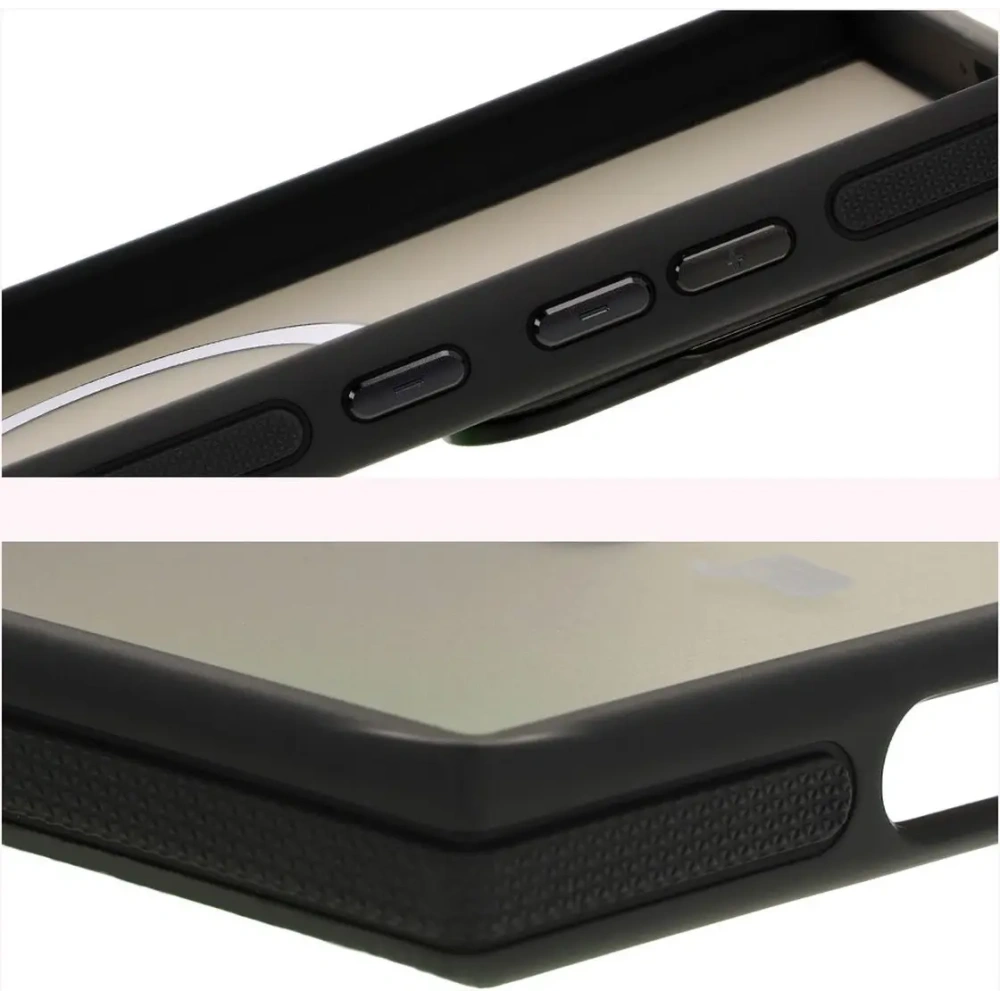 Etui z podstawką i pierścieniem magnetycznym Bizon Case Eclipse do Samsung Galaxy S24 Ultra przydymione z czarną ramką