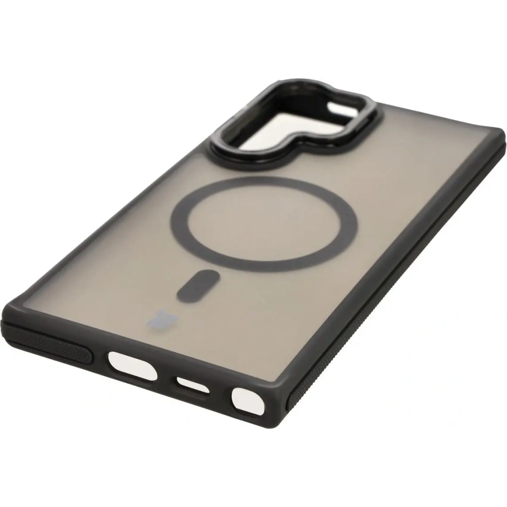 Etui z podstawką i pierścieniem magnetycznym Bizon Case Eclipse do Samsung Galaxy S24 Ultra przydymione z czarną ramką