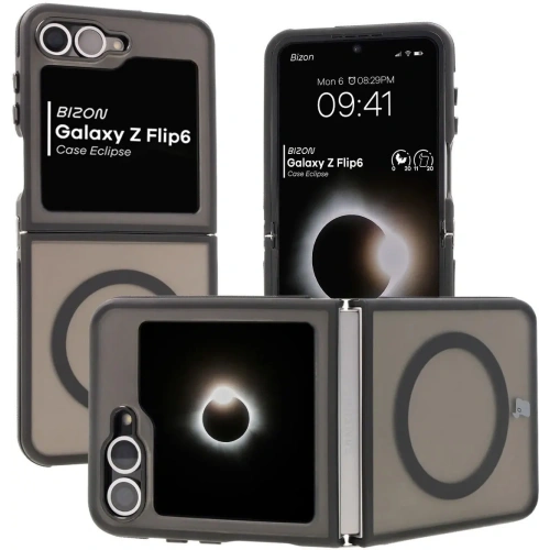 Kup Etui s magnetickým kroužkem Bizon Case Eclipse pro Samsung Galaxy Z Flip6 kouřové s černým rámem - BIZ7183 - {ean13} - Sklep Home Screen