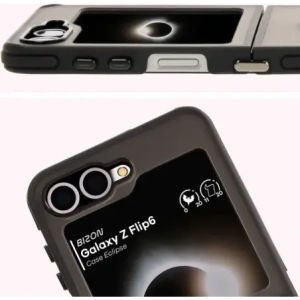 Kup Etui z pierścieniem magnetycznym Bizon Case Eclipse do Samsung Galaxy Z Flip6 przydymione z czarną ramką - BIZ7183 - {ean13} - Sklep Home Screen