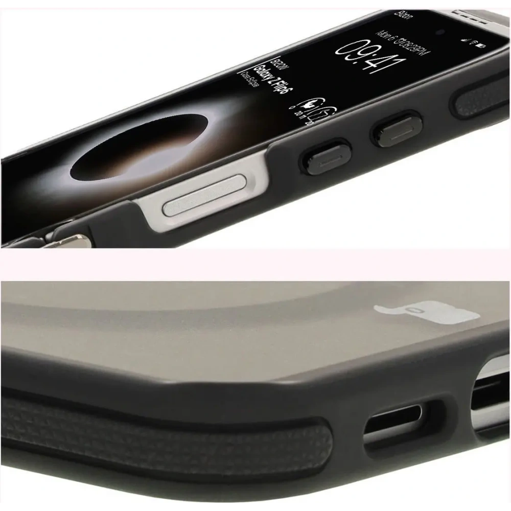 Etui z pierścieniem magnetycznym Bizon Case Eclipse do Samsung Galaxy Z Flip6 / 7 FE przydymione z czarną ramką