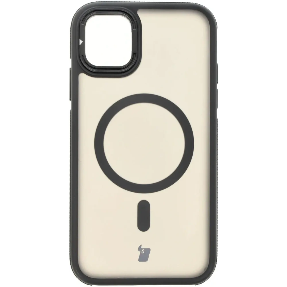 Etui z podstawką i pierścieniem magnetycznym Bizon Case Eclipse do Apple iPhone 11 przydymione z czarną ramką