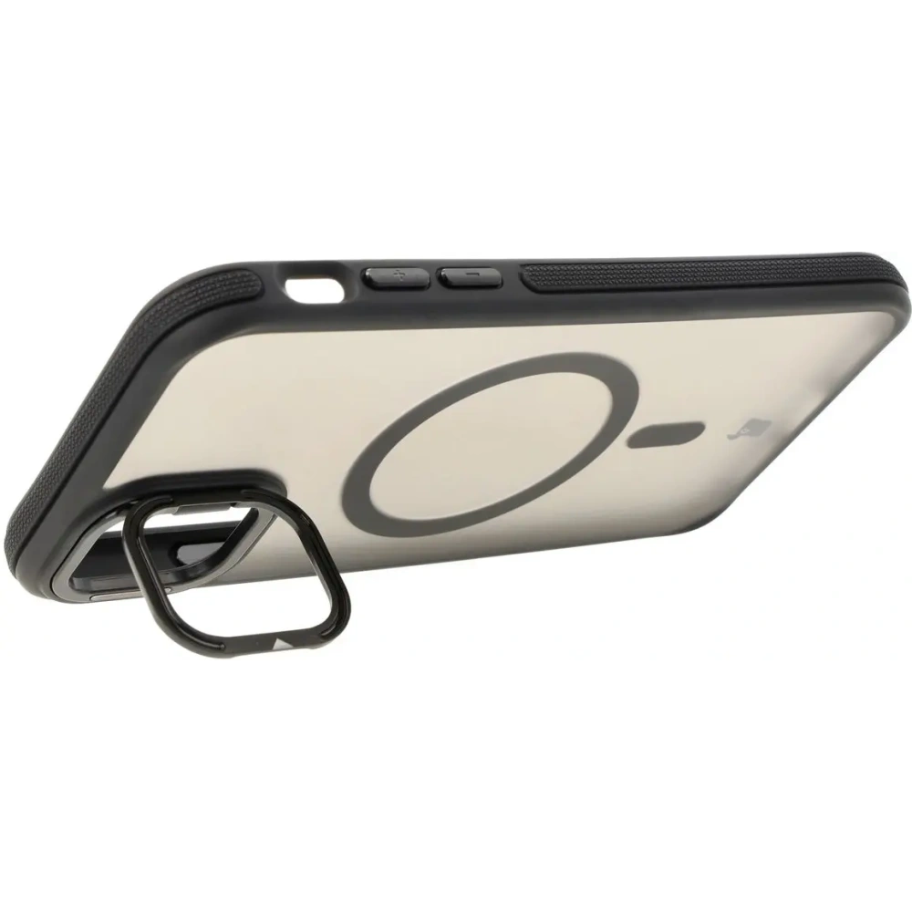 Etui z podstawką i pierścieniem magnetycznym Bizon Case Eclipse do Apple iPhone 11 przydymione z czarną ramką