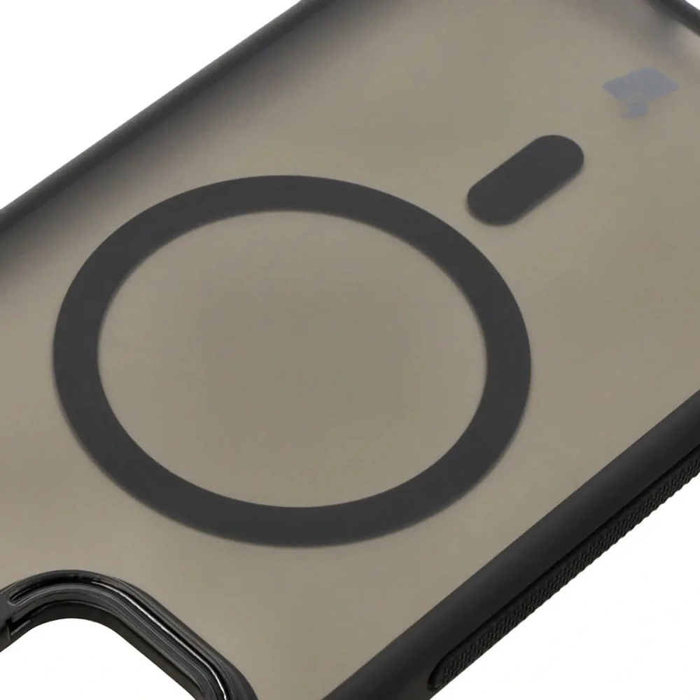 Etui z podstawką i pierścieniem magnetycznym Bizon Case Eclipse do Apple iPhone 11 przydymione z czarną ramką