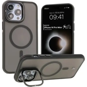 Kup Etui s podstavcem a magnetickým kroužkem Bizon Case Eclipse pro Apple iPhone 14 Pro Max kouřové s černým rámečkem - BIZ7185 - {ean13} - Sklep Home Screen