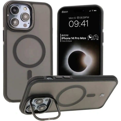 Kup Etui s podstavcem a magnetickým kroužkem Bizon Case Eclipse pro Apple iPhone 14 Pro Max kouřové s černým rámečkem - BIZ7185 - {ean13} - Sklep Home Screen