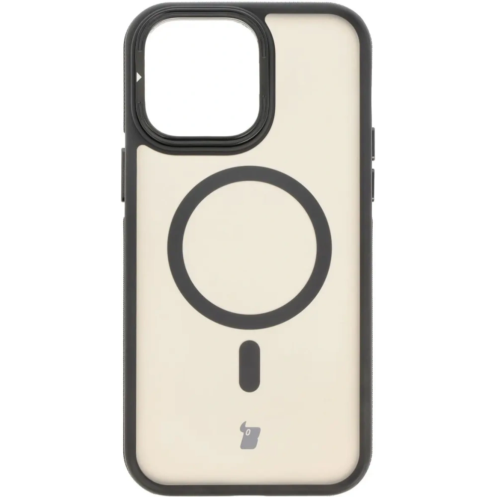 Etui z podstawką i pierścieniem magnetycznym Bizon Case Eclipse do Apple iPhone 14 Pro Max przydymione z czarną ramką