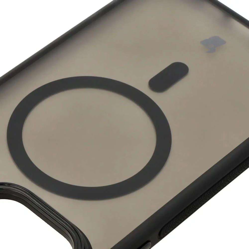 Etui z podstawką i pierścieniem magnetycznym Bizon Case Eclipse do Apple iPhone 14 Pro Max przydymione z czarną ramką