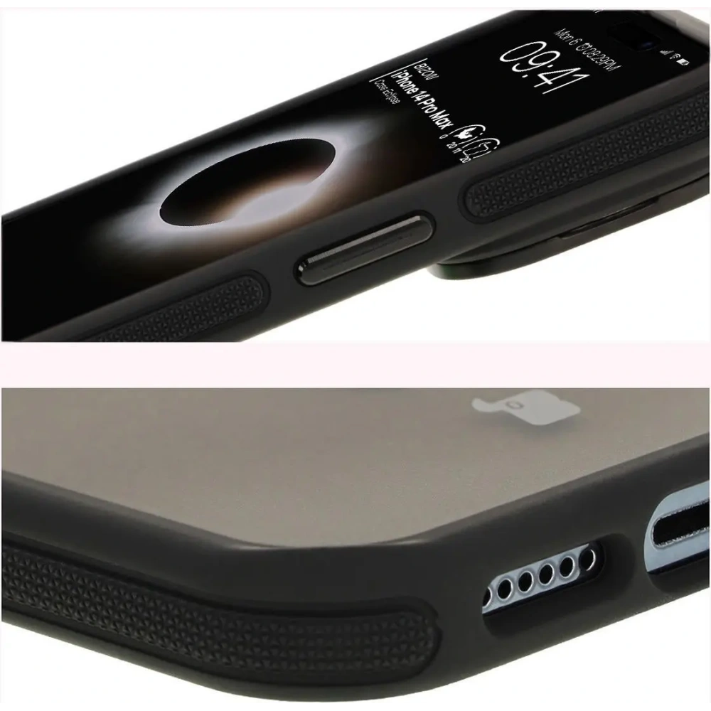 Etui z podstawką i pierścieniem magnetycznym Bizon Case Eclipse do Apple iPhone 14 Pro Max przydymione z czarną ramką