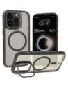 Etui z podstawką i pierścieniem magnetycznym Bizon Case Eclipse do Apple iPhone 14 Pro przydymione z czarną ramką
