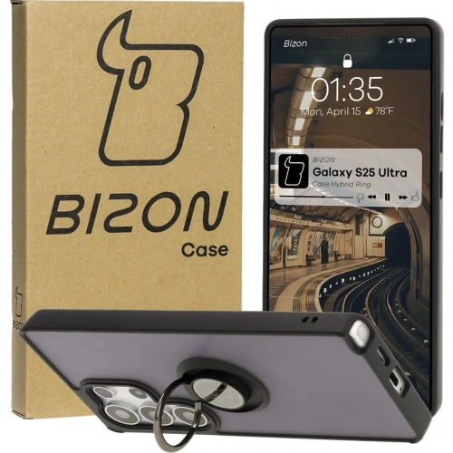 Kup Bizon Case Hybrid Ring Samsung Galaxy S25 Ultra fumuriu cu un cadru negru - BIZ7188 - {ean13} - Sklep Home Screen
