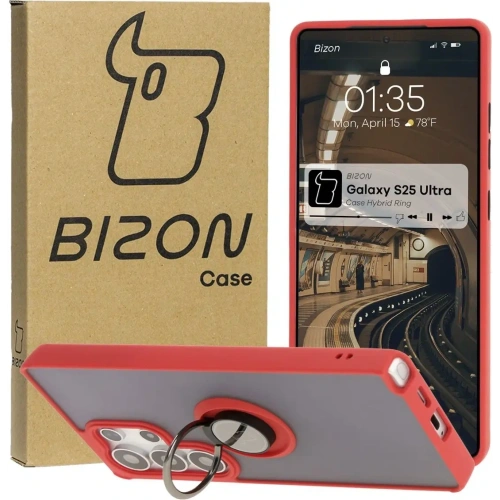 Buy Bizon Case Hybrid Ring Samsung Galaxy S25 Ultra smoky with a red frame - BIZ7189 - {ean13} - Home Screen Store Europe