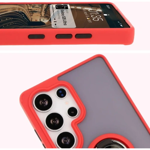 Buy Bizon Case Hybrid Ring Samsung Galaxy S25 Ultra smoky with a red frame - BIZ7189 - {ean13} - Home Screen Store Europe