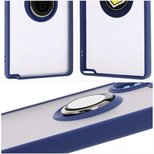 Kup Etui s úchytem na prst Bizon Case Hybrid Ring pro Samsung Galaxy S25 Ultra kouřové s modrým rámečkem - BIZ7190 - {ean13} - Sklep Home Screen