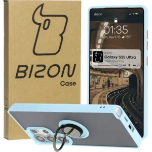 Kup Bizon Case Hybrid Ring Samsung Galaxy S25 Ultra fumuriu cu un cadru de culoare albastru deschis - BIZ7191 - {ean13} - Sklep Home Screen