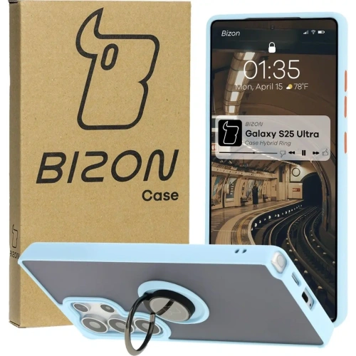 Kup Bizon Case Hybrid Ring Samsung Galaxy S25 Ultra fumuriu cu un cadru de culoare albastru deschis - BIZ7191 - {ean13} - Sklep Home Screen