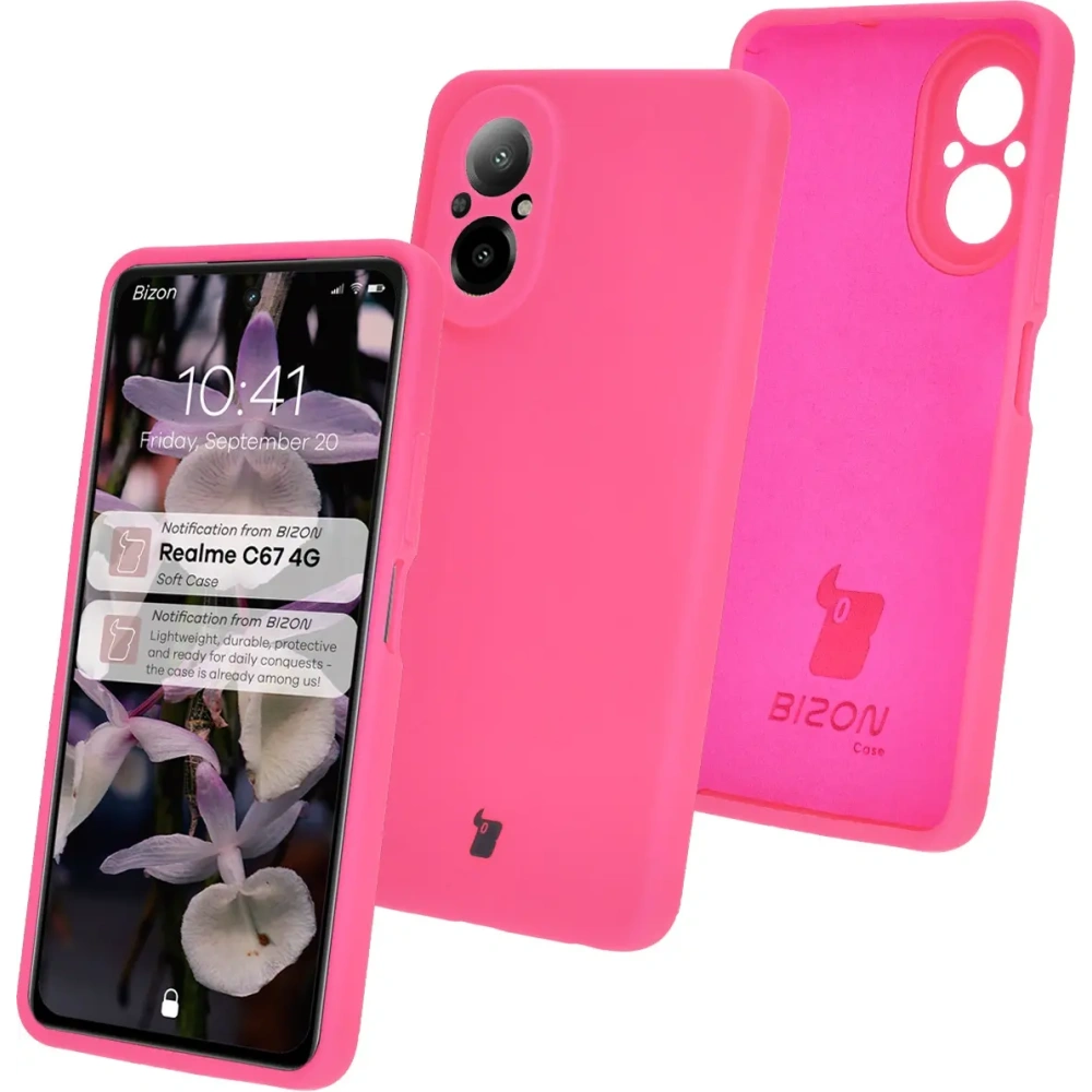 Silikonowe etui Bizon Soft Case do Realme C67 4G neonowo-różowe