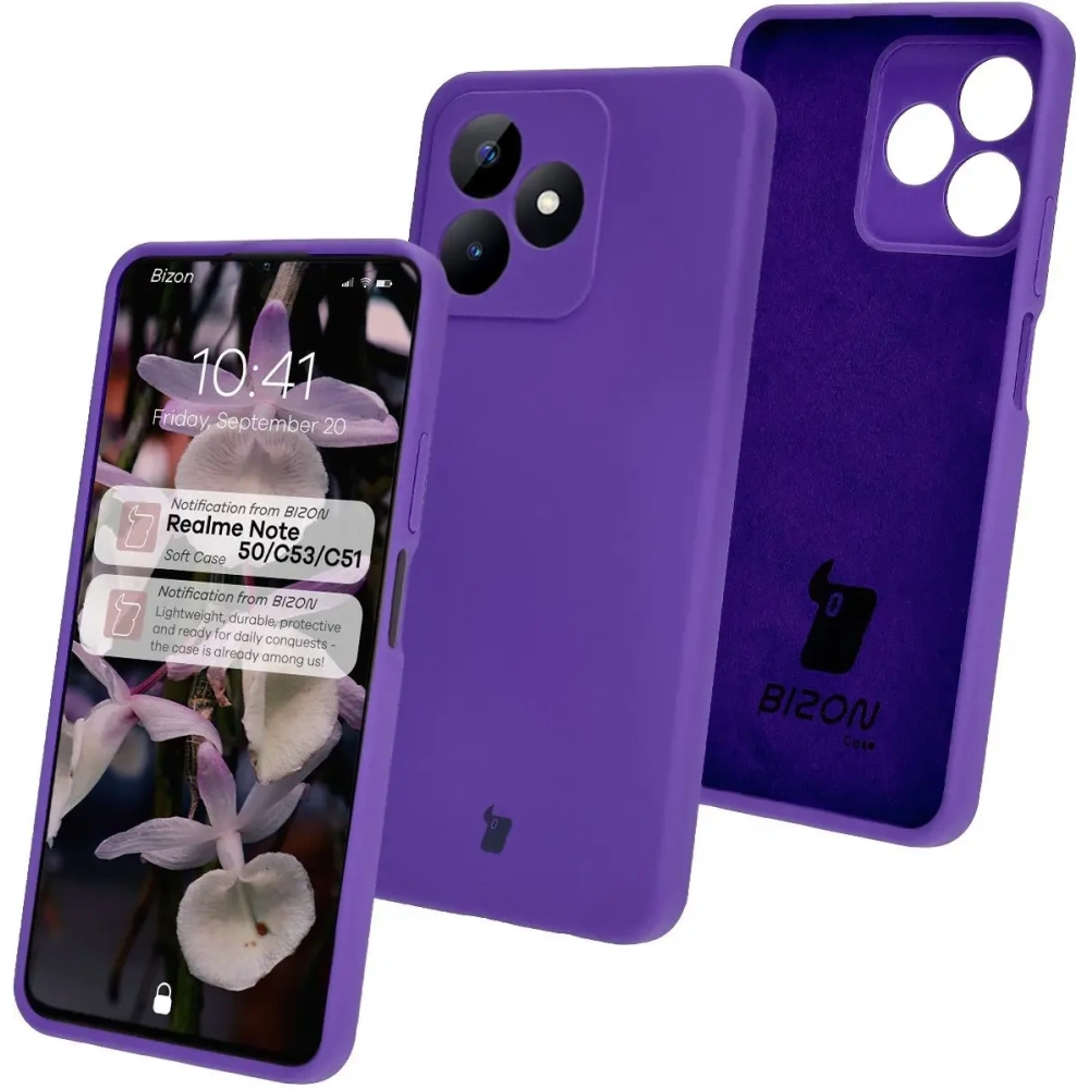 Silikonowe etui Bizon Soft Case do Realme Note 50 / Realme C53 / C51 fioletowe