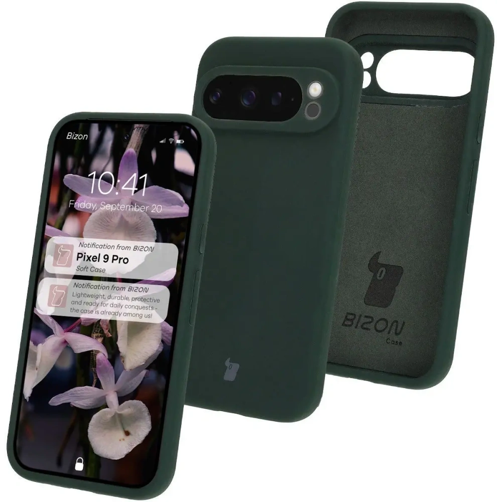 Silikonowe etui Bizon Soft Case do Google Pixel 9 Pro ciemnozielone