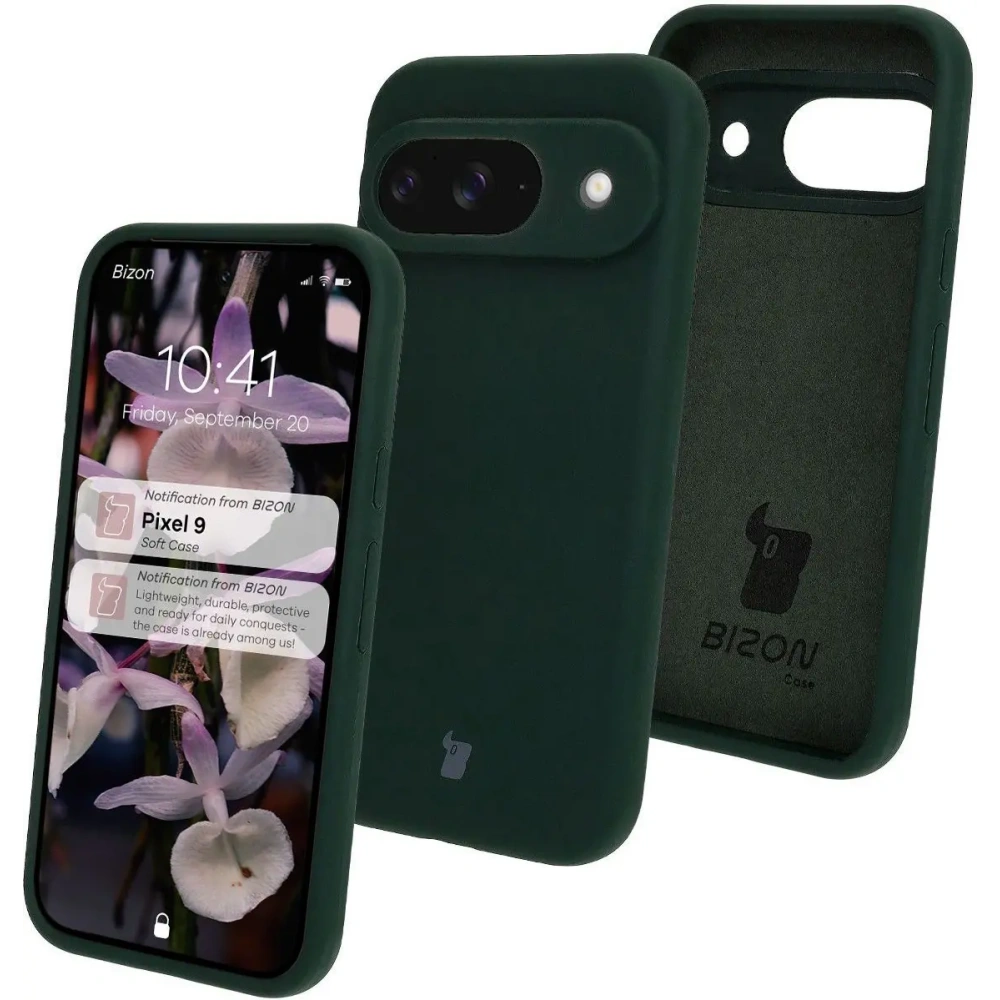 Silikonowe etui Bizon Soft Case do Google Pixel 9 ciemnozielone