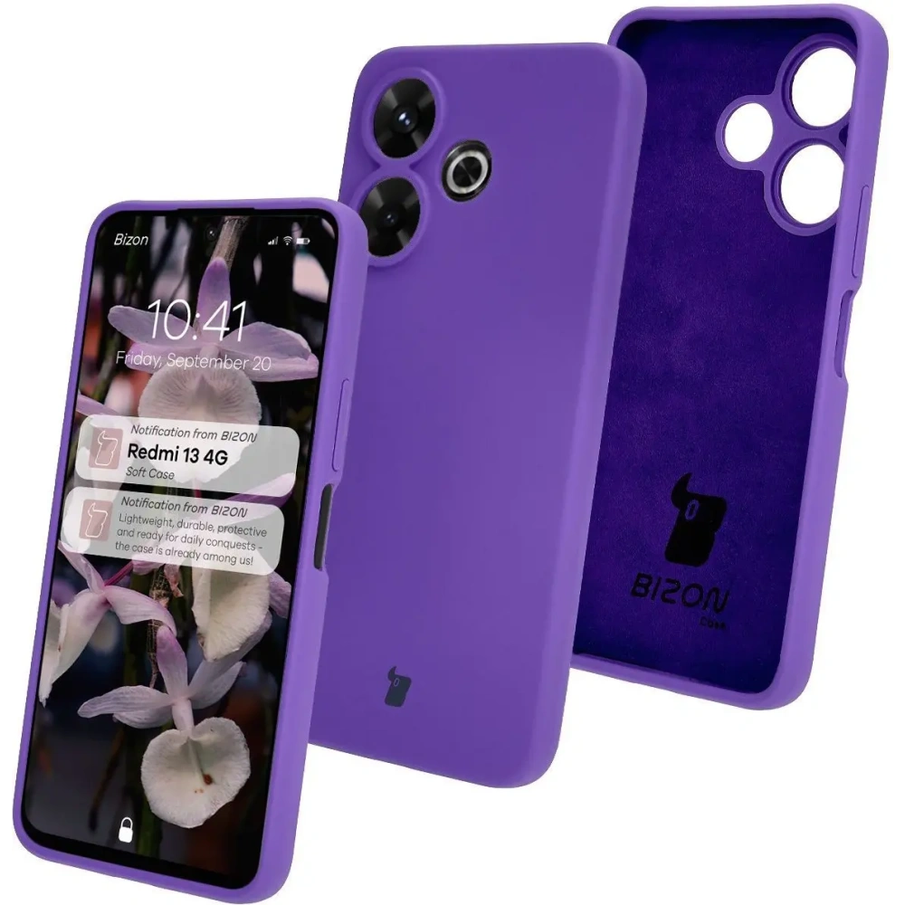 Silikonowe etui Bizon Soft Case do Xiaomi Redmi 13 4G fioletowe