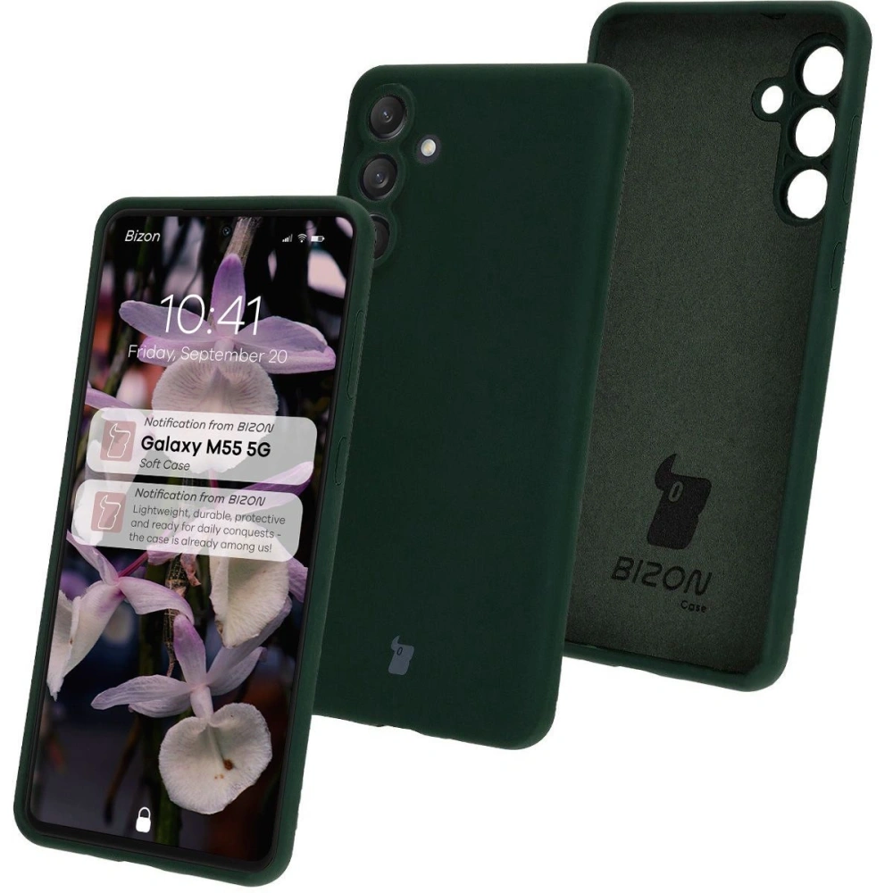 Silikonowe etui Bizon Soft Case do Samsung Galaxy M55 5G ciemnozielone