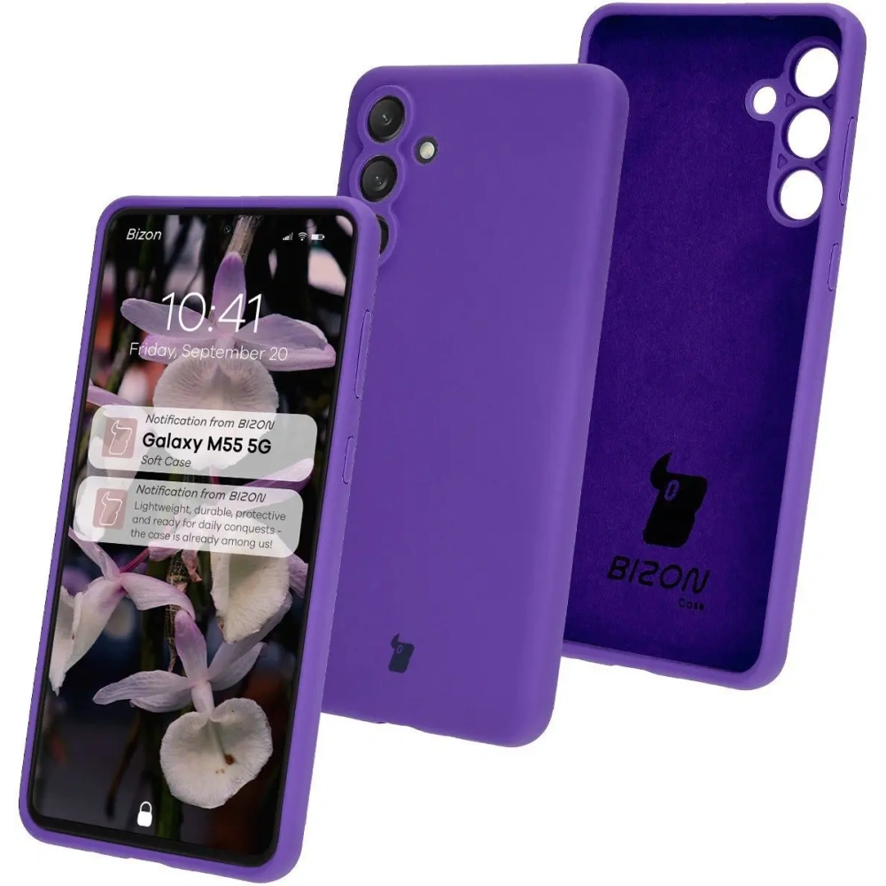 Silikonowe etui Bizon Soft Case do Samsung Galaxy M55 5G fioletowe