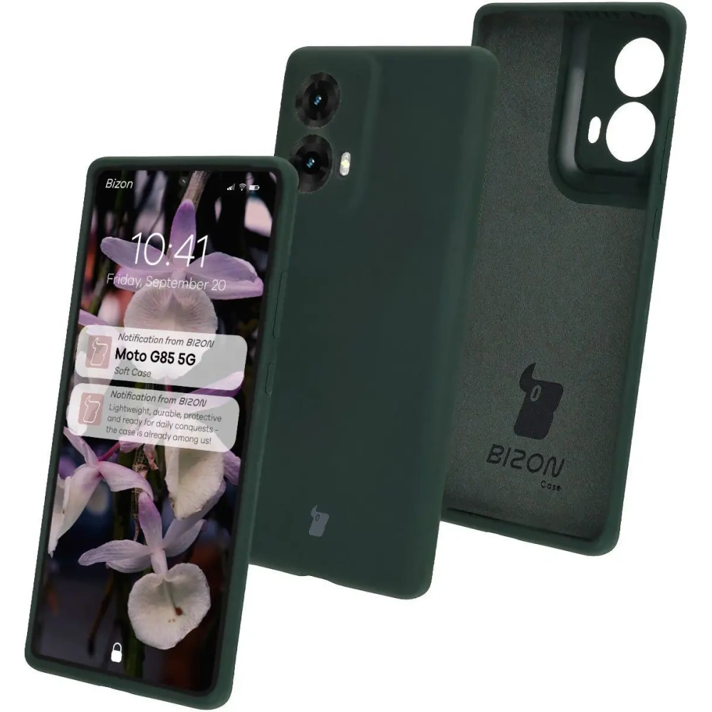 Silikonowe etui Bizon Soft Case do Motorola Moto G85 5G ciemnozielone