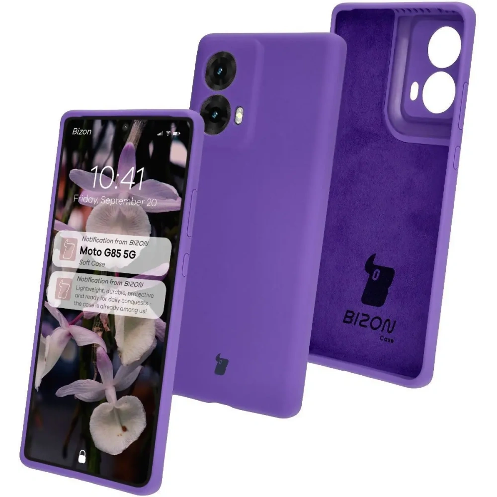 Silikonowe etui Bizon Soft Case do Motorola Moto G85 5G fioletowe