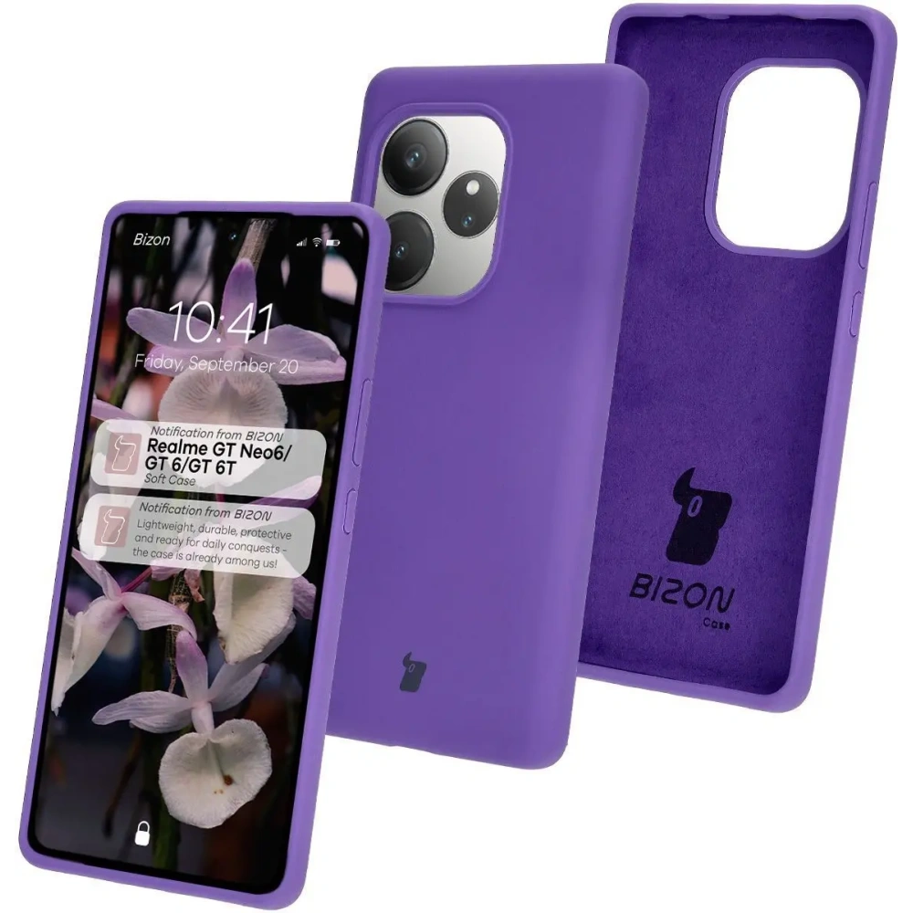 Silikonowe etui Bizon Soft Case do Realme GT 6 / 6T / Neo 6 / Neo 6 SE fioletowe