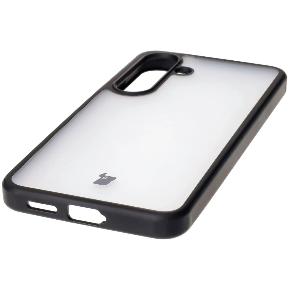 Etui Bizon Case Angelo do Samsung Galaxy S25  przydymione z czarną ramką