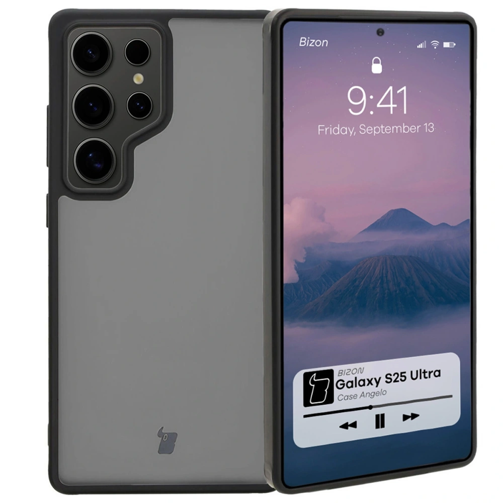 Etui Bizon Case Angelo do Samsung Galaxy S25 Ultra przydymione z czarną ramką