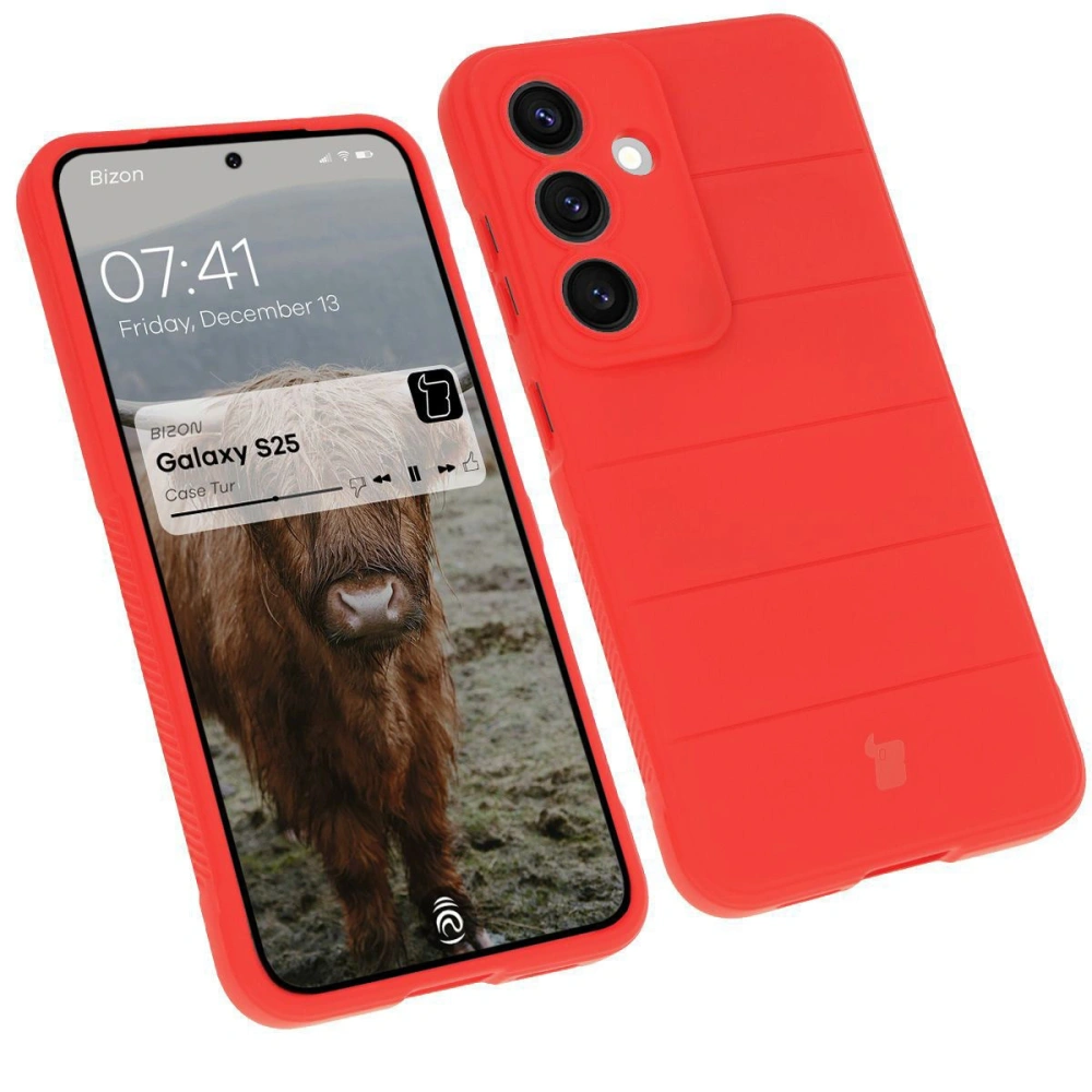 Pancerne etui Bizon Case Tur do Samsung Galaxy S25 czerwone